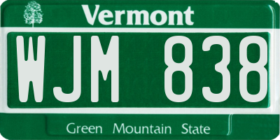 VT license plate WJM838