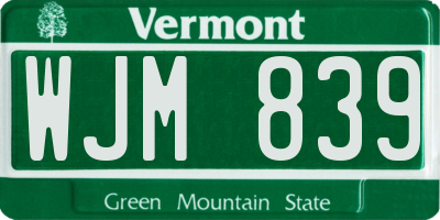 VT license plate WJM839