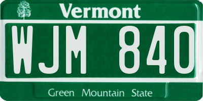 VT license plate WJM840