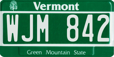 VT license plate WJM842