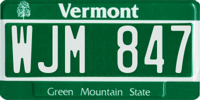 VT license plate WJM847