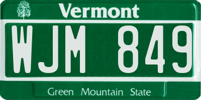 VT license plate WJM849