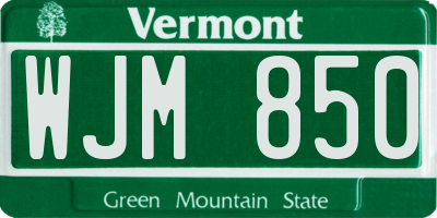 VT license plate WJM850