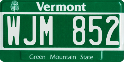 VT license plate WJM852