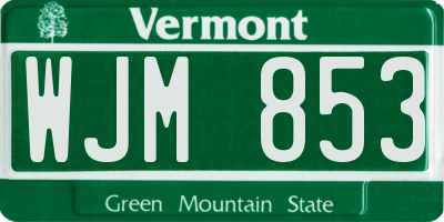VT license plate WJM853