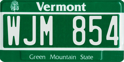 VT license plate WJM854