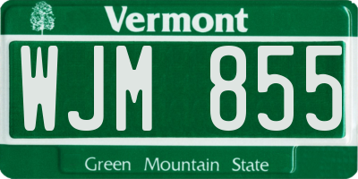 VT license plate WJM855