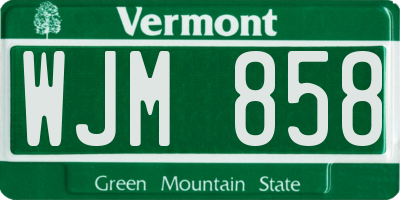 VT license plate WJM858
