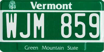 VT license plate WJM859