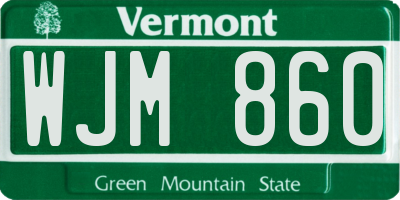 VT license plate WJM860