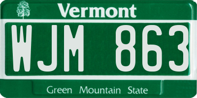 VT license plate WJM863