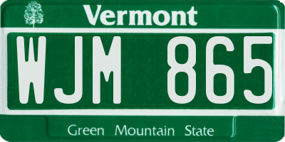 VT license plate WJM865