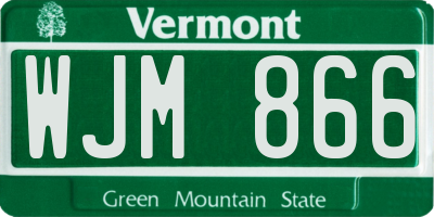 VT license plate WJM866