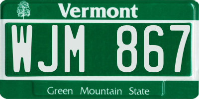 VT license plate WJM867