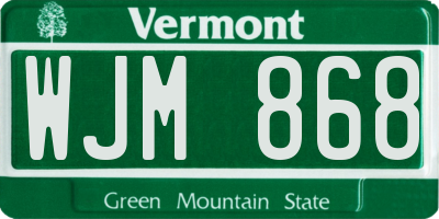 VT license plate WJM868