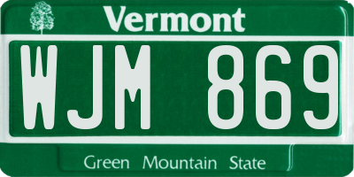 VT license plate WJM869