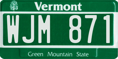 VT license plate WJM871