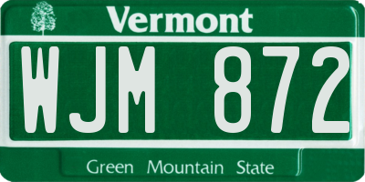 VT license plate WJM872