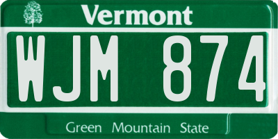 VT license plate WJM874