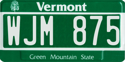 VT license plate WJM875