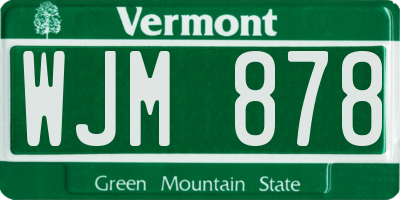 VT license plate WJM878