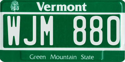 VT license plate WJM880