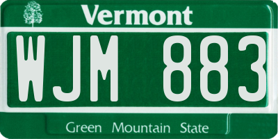VT license plate WJM883
