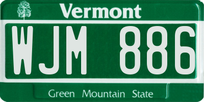VT license plate WJM886