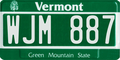 VT license plate WJM887