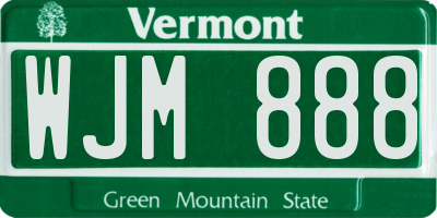 VT license plate WJM888