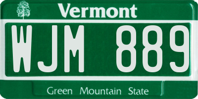 VT license plate WJM889