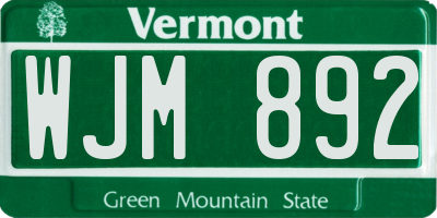 VT license plate WJM892