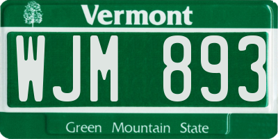 VT license plate WJM893