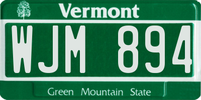 VT license plate WJM894
