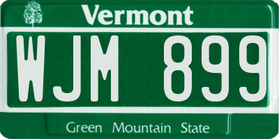 VT license plate WJM899
