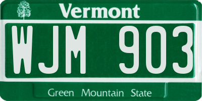 VT license plate WJM903
