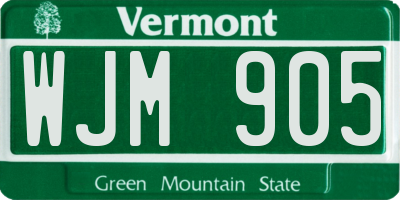 VT license plate WJM905