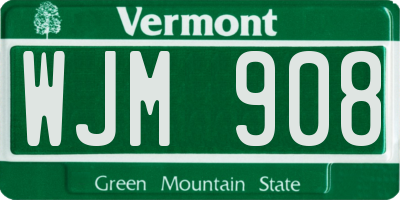 VT license plate WJM908