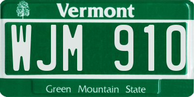 VT license plate WJM910