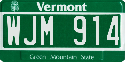 VT license plate WJM914