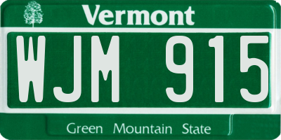 VT license plate WJM915