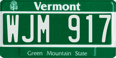 VT license plate WJM917