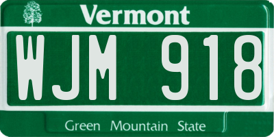VT license plate WJM918