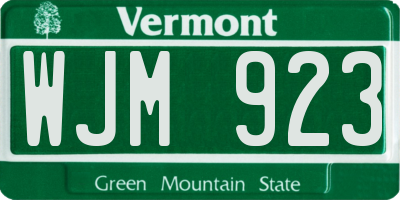 VT license plate WJM923
