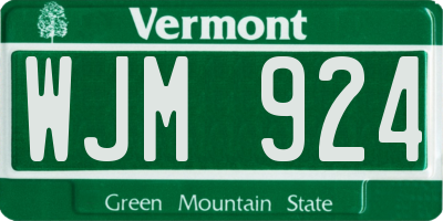 VT license plate WJM924