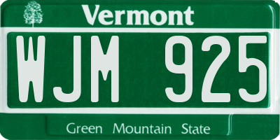 VT license plate WJM925