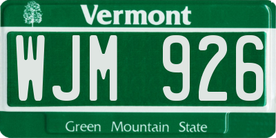 VT license plate WJM926