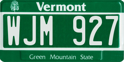 VT license plate WJM927