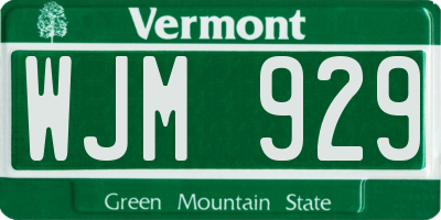 VT license plate WJM929