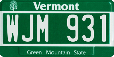 VT license plate WJM931
